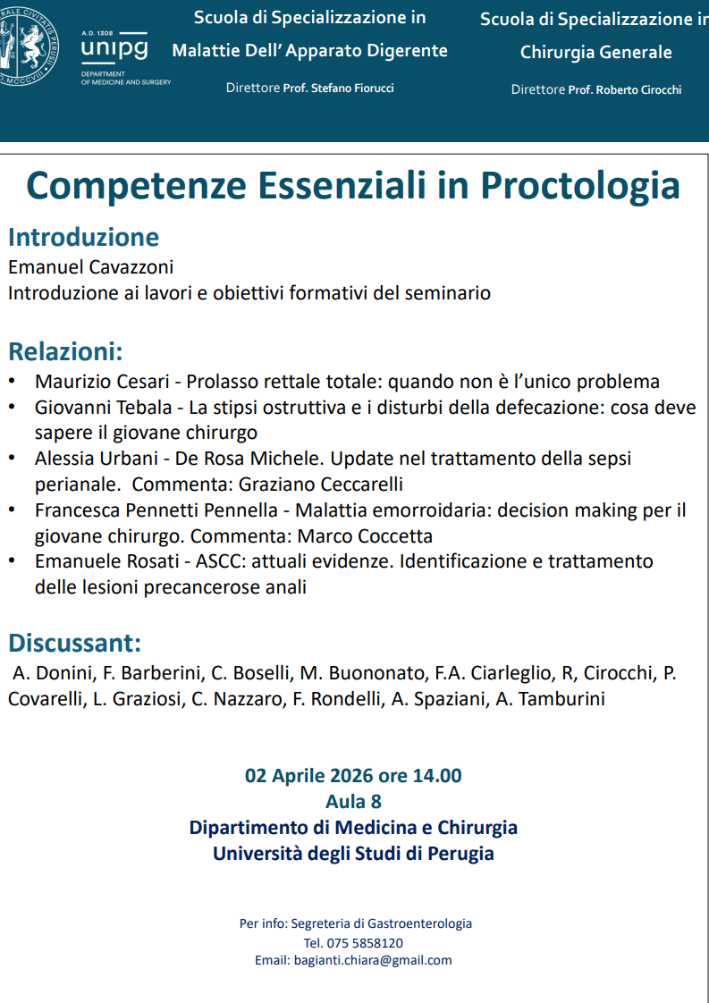 COMPETENZE ESSENZILI IN PROCTOLOGIA