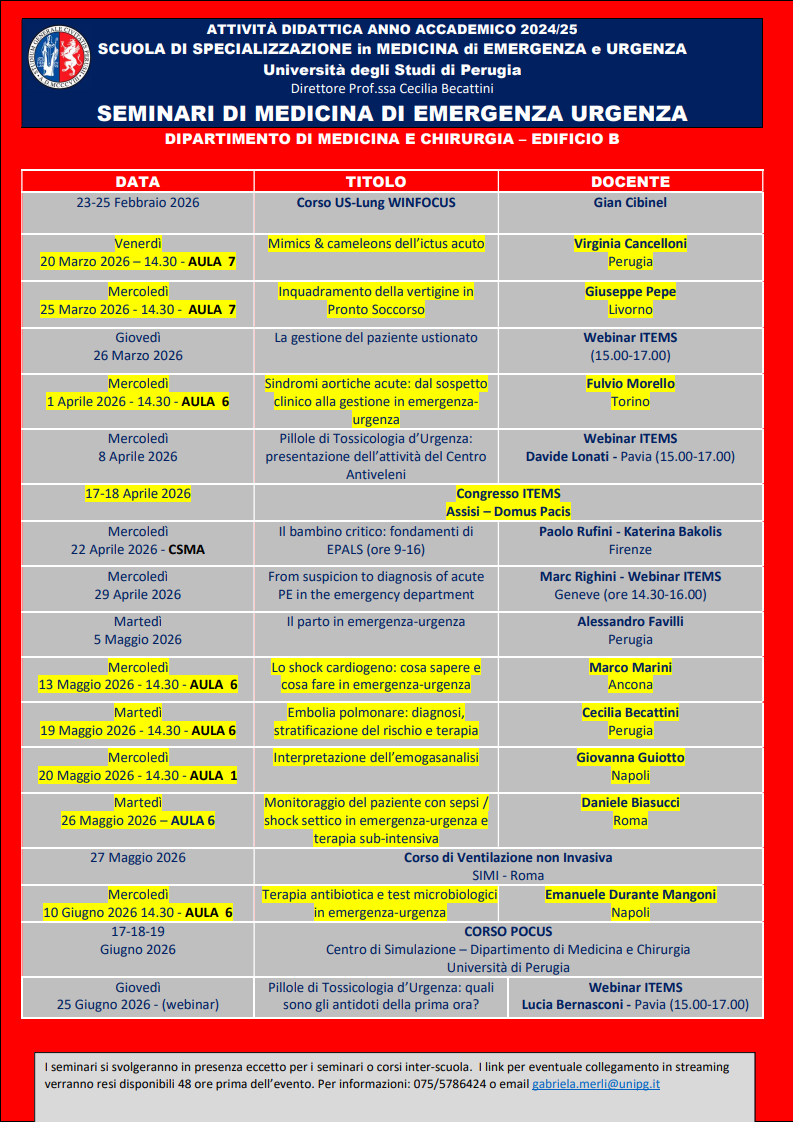 Seminari di Medicina di emergenza urgenza