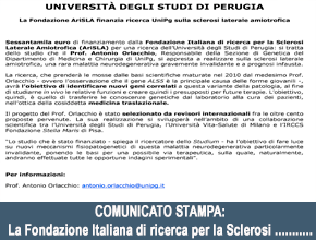 COMUNICATO STAMPA: La Fondazione Italiana di ricerca per la Sclerosi Laterale Amiotrofica (AriSLA)