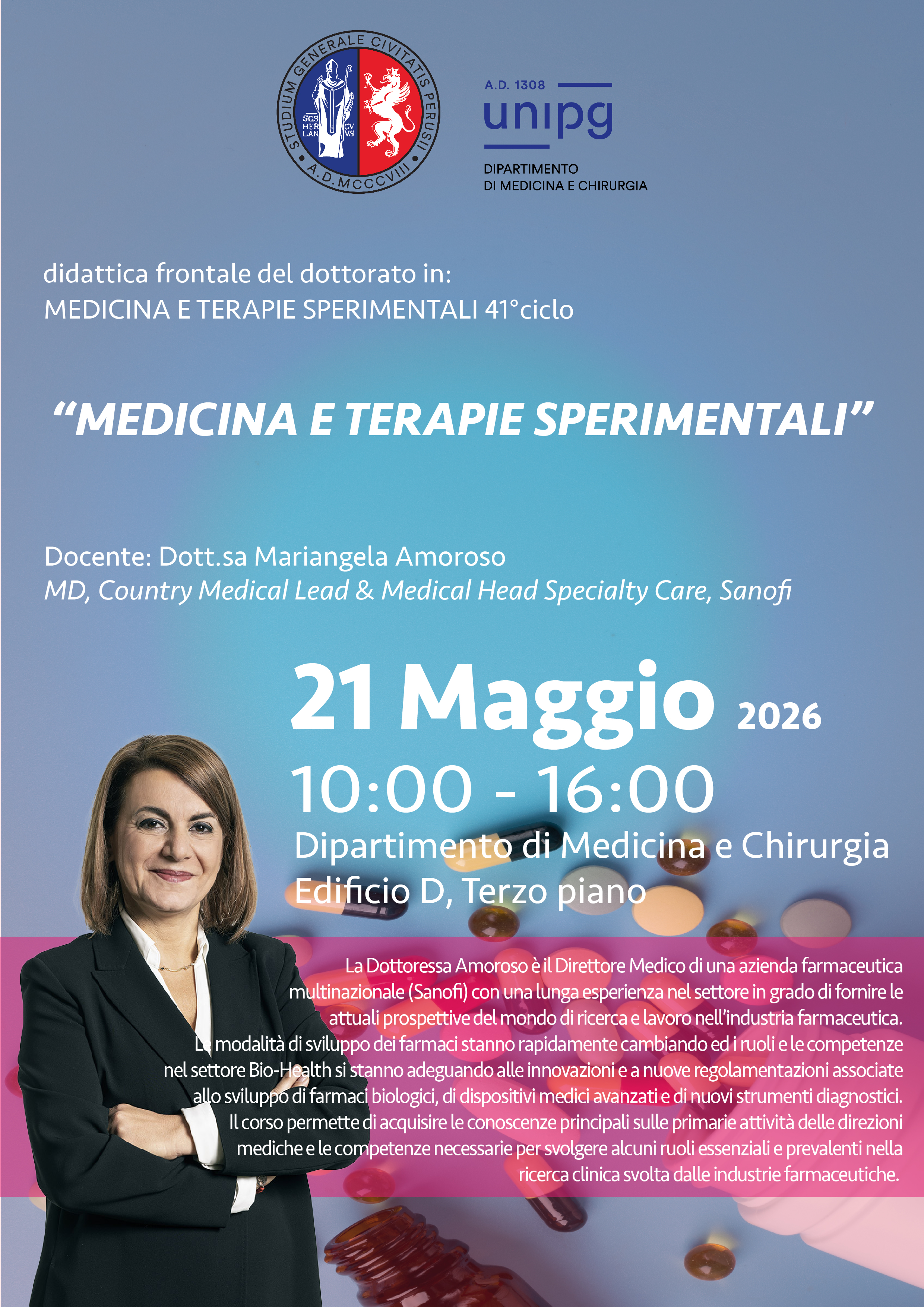 Didattica frontale del dottorato in Medicina e Terapie Sperimentali