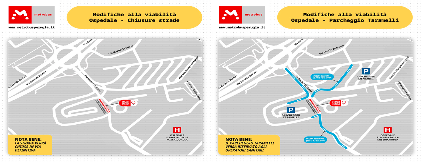 Proseguono i lavori del Metrobus presso l'ospedale Santa Maria della Miserircordia.    Ogni parcheggio avrà  una sua via di accesso e uscita come previsto dal progetto della direzione lavori: 1- parcheggio Gambuli (Cup e Dipartimento di Medicina) accesso 